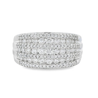 0.83ct 7 Row Pave Set Diamond Dress Ring in 18ct White Gold