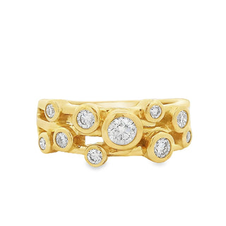 0.43ct Diamond Bezel Set 3 Row Dress Ring in 18ct Yellow Gold