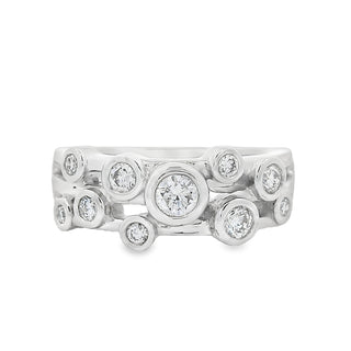 0.45ct Diamond Bezel Set 3 Row Dress Ring in Platinum