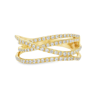 0.42ct 4 Row Diamond Crossover Dress Ring in 18ct Yellow Gold