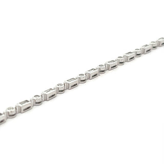 1.28ct Baguette and Brilliant Cut Bezel Set Diamond Bracelet in 18ct White Gold