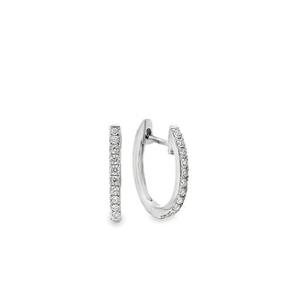 0.24ct Small Oval Pave Set Diamond Hoop Earrings in 14ct White Gold