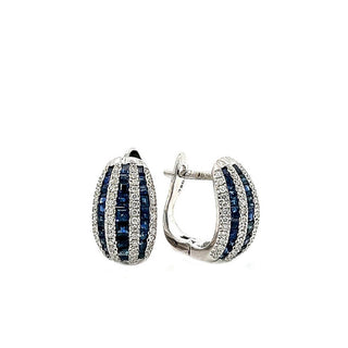 Sapphire and Diamond Hoop Earring in 18ct White Gold