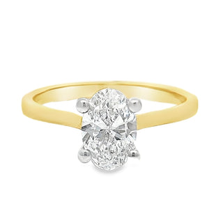 1.00ct D VS1 Oval Cut Solitaire Diamond Ring in 18ct Yellow Gold