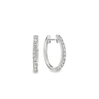 0.77ct Oval Pave Set Diamond Hoop Earrings in 14ct White Gold