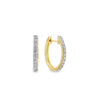 0.77ct Oval Pave Set Diamond Hoop Earrings in 14ct Yellow Gold