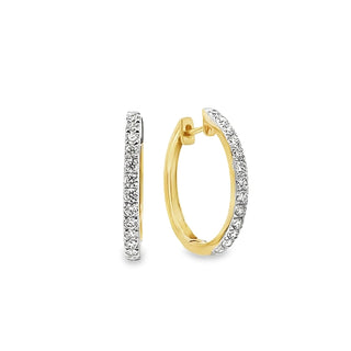 0.49ct Round Pave Set Diamond Hoop Earrings in 14ct Yellow Gold