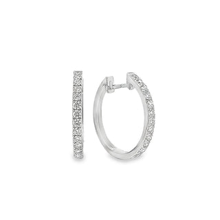 0.49ct Round Pave Set Diamond Hoop Earrings in 14ct White Gold