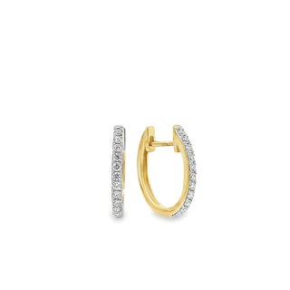 0.24ct Small Oval Pave Set Diamond Hoop Earrings in 14ct Yellow Gold