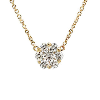 0.55ct Diamond Cluster Necklet in 9ct Yellow Gold