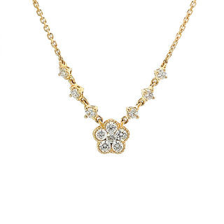 0.50ct Fancy Diamond Cluster Necklet in 18ct Yellow Gold