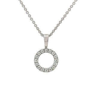 0.12ct Diamond Circle Pendant in 9ct White Gold on 9ct White Gold Trace Chain