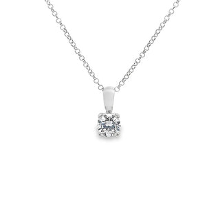 Cubic Zirconia Small Single Stone Pendant in Silver on Silver Chain