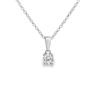 Cubic Zirconia Single Stone Pendant in Silver on Silver Chain