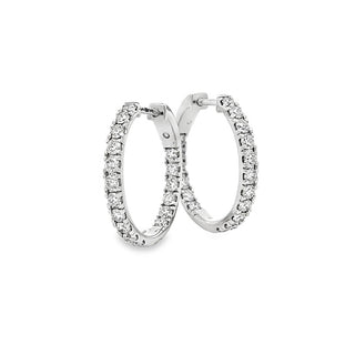 1.20ct Round Diamond Inside Out Hoop Earrings in 18ct White Gold