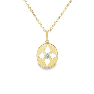 0.05ct Cut Out Diamond Set Pendant in 9ct Yellow Gold on 9ct Yellow Gold Trace Chain