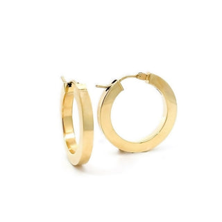 9ct Yellow Gold Flat Round Hoop Earrings