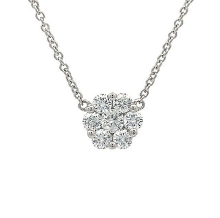 0.55ct Diamond Cluster Necklet in 9ct White Gold