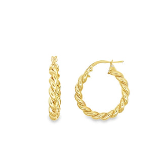 9ct Yellow Gold Twisted Rope Hoop Earrings