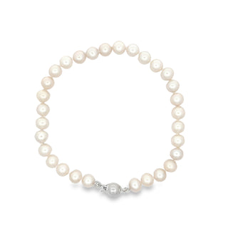 Freshwater Pearl Bracelet with Silver Ball Clasp