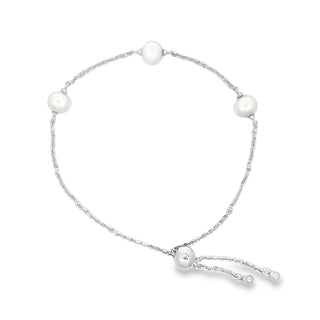 Freshwater Pearl Bolo Bracelet in Silver