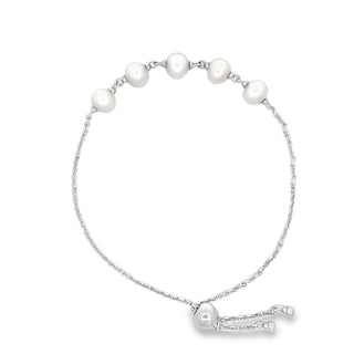 Freshwater Pearl Bolo Bracelet in Silver