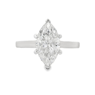 2.01ct F SI2 Marquise Cut Solitaire Diamond Ring in 18ct White Gold