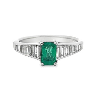 Emerald and Diamond Ring in Platinum