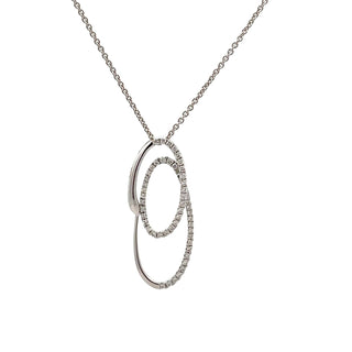 0.20ct Oval Shaped Fancy Diamond Pendant in 18ct White Gold on 9ct White Gold Trace Chain