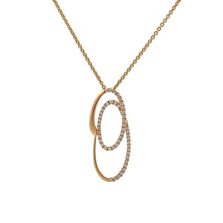 0.20ct Oval Shaped Fancy Diamond Pendant in 18ct Yellow Gold on 9ct Yellow Gold Trace Chain