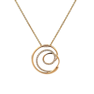 0.16ct Fancy Diamond Swirl Pendant in 18ct Yellow Gold on 9ct Yellow Gold Trace Chain