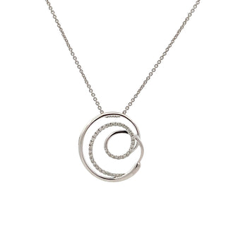 0.16ct Fancy Diamond Swirl Pendant in 18ct White Gold on 9ct White Gold Trace Chain