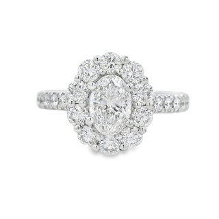 0.70ct E VS1 Oval Halo Diamond Engagement Ring in Platinum