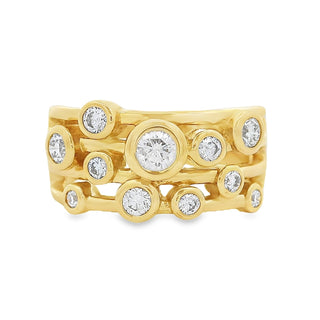 0.60ct Diamond Bezel Set 4 Row Dress Ring in 18ct Yellow Gold