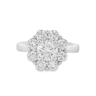 0.70ct E VS2 Brilliant Cut Coronet Cluster Diamond Ring in Platinum