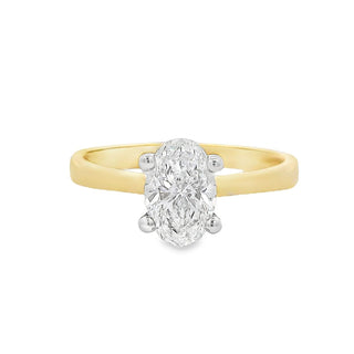 0.91ct D VS2 Oval Cut Solitaire Diamond Ring in 18ct Yellow Gold