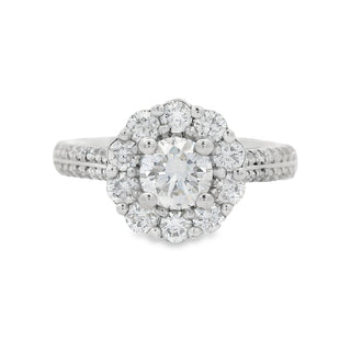 0.50ct F VS2 Brilliant Cut Round Halo Diamond Engagement Ring in Platinum