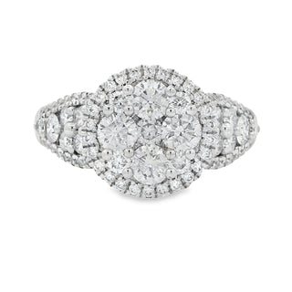 1.48ct Round Invisible Set Diamond Cluster Ring in 18ct White Gold