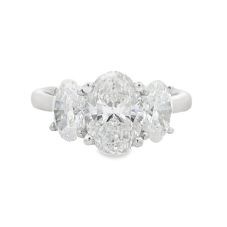 1.51ct Three Stone Oval Cut Lab Grown Diamond Ring in Platinum