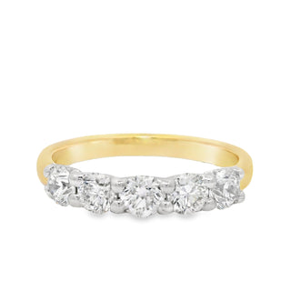 1.00ct Five Stone Round Brilliant Cut Diamond Eternity Ring in 18ct Yellow Gold