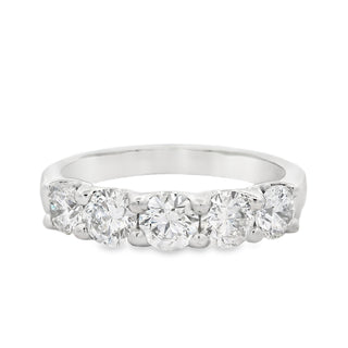 1.25ct Five Stone Round Brilliant Cut Diamond Eternity Ring in Platinum