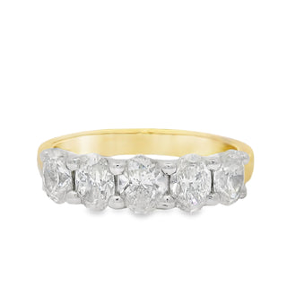 1.50ct Five Stone Oval Cut Diamond Eternity Ring in 18ct Yellow Gold