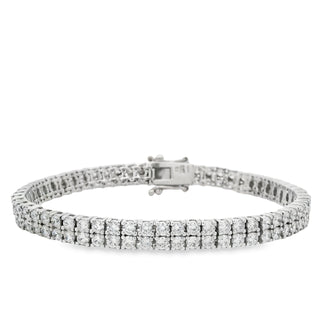 Cubic Zirconia Double Row Tennis Bracelet in Silver