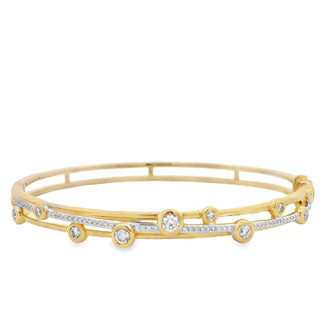 0.86ct Bezel Set Fancy Diamond Bangle in 14ct Yellow Gold