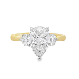 1.50ct Pear Cut Solitaire Lab Grown Diamond Ring in 18ct Yellow Gold