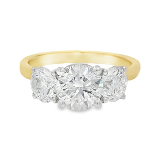 1.00ct Three Stone Brilliant Cut Lab Grown Diamond Ring in 18ct Yellow Gold