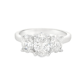 0.70ct F VS2 Oval Cut Three Stone Diamond Engagement Ring in Platinum