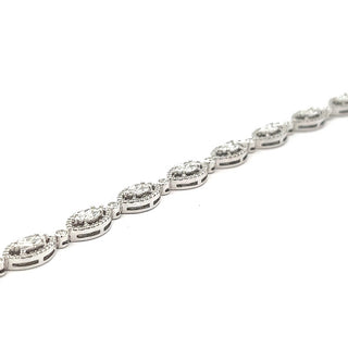 3.07ct Marquise Shaped Fancy Diamond Cluster Bracelet in 18ct White Gold