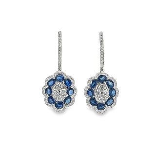 Sapphire and Diamond Fancy Drop Earrings in 18ct White Gold