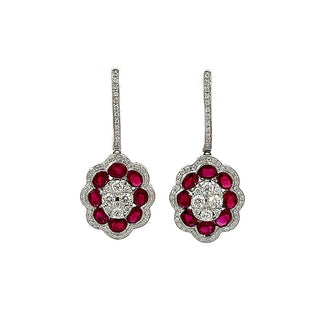 Ruby and Diamond Fancy Drop Earrings in 18ct White Gold